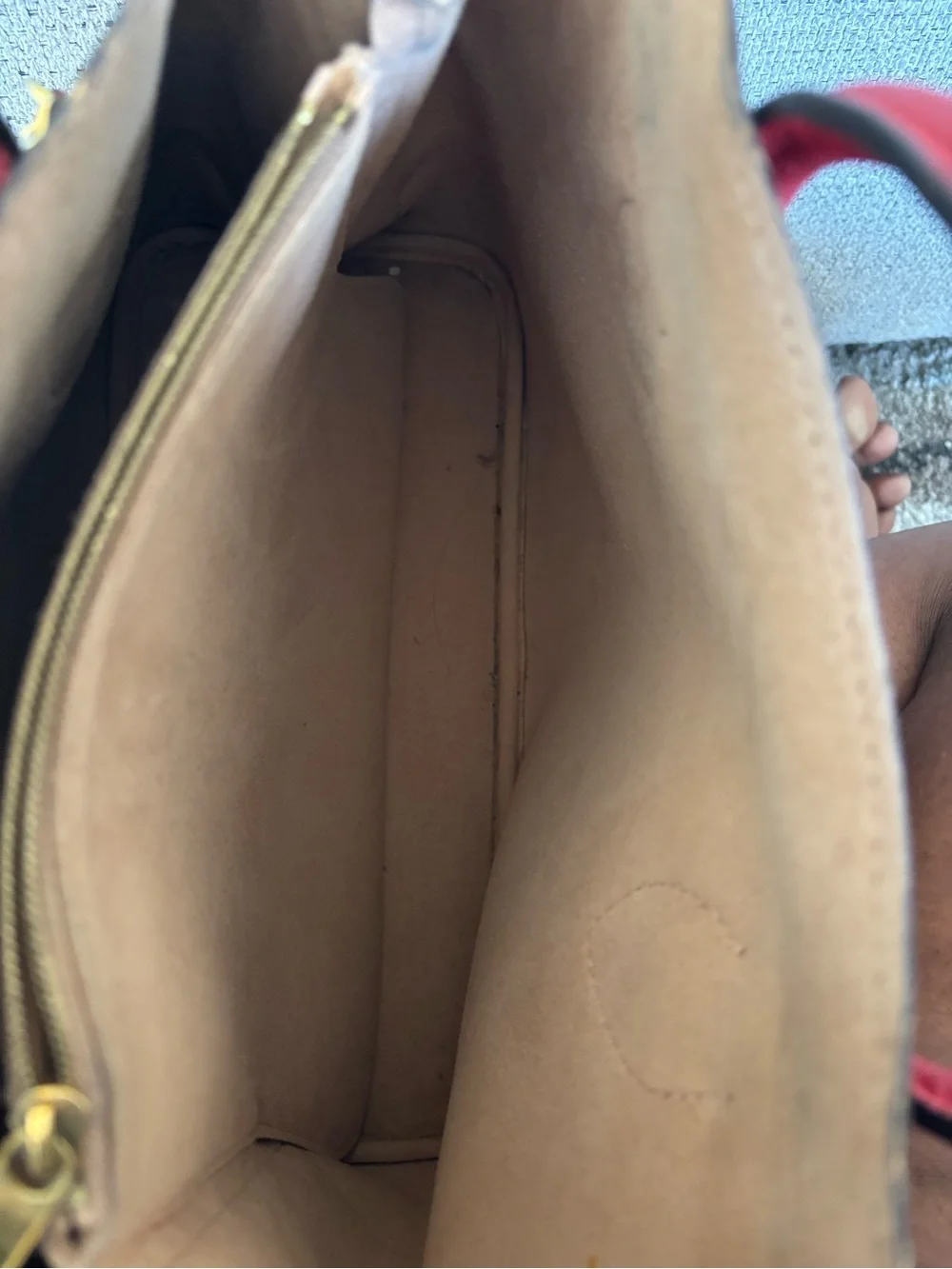 Louis Vuitton Monogram flandrin Tote with Red Leather Accents
